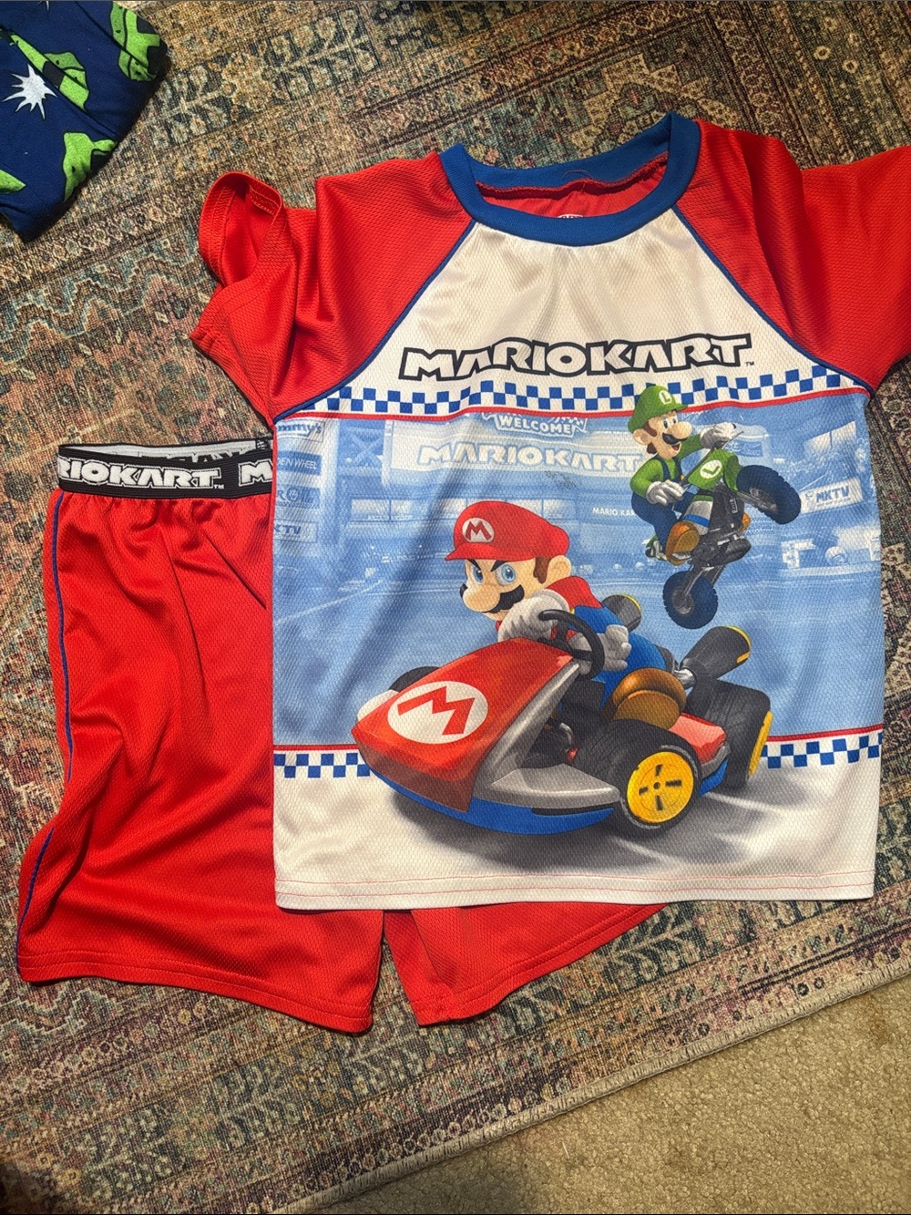 Mario Kart Boys Red & Blue PJs Short Set